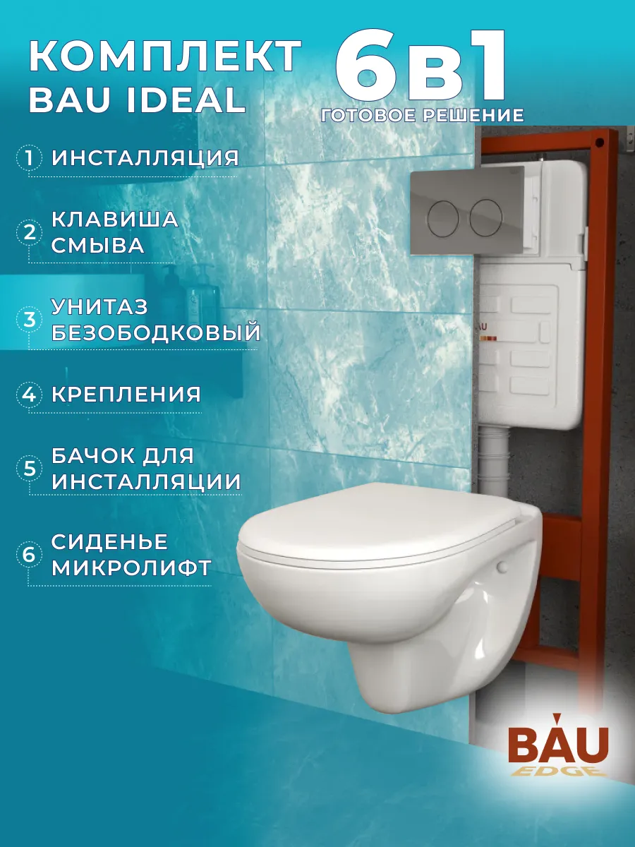 Инсталляция с унитазом комплект 6 в 1 BAUEDGE